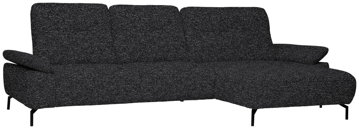 ECKSOFA  in Chenille, Flachgewebe Schwarz  318/165 cm  - Schwarz, Design, Textil/Metall (318/165cm) - Xora