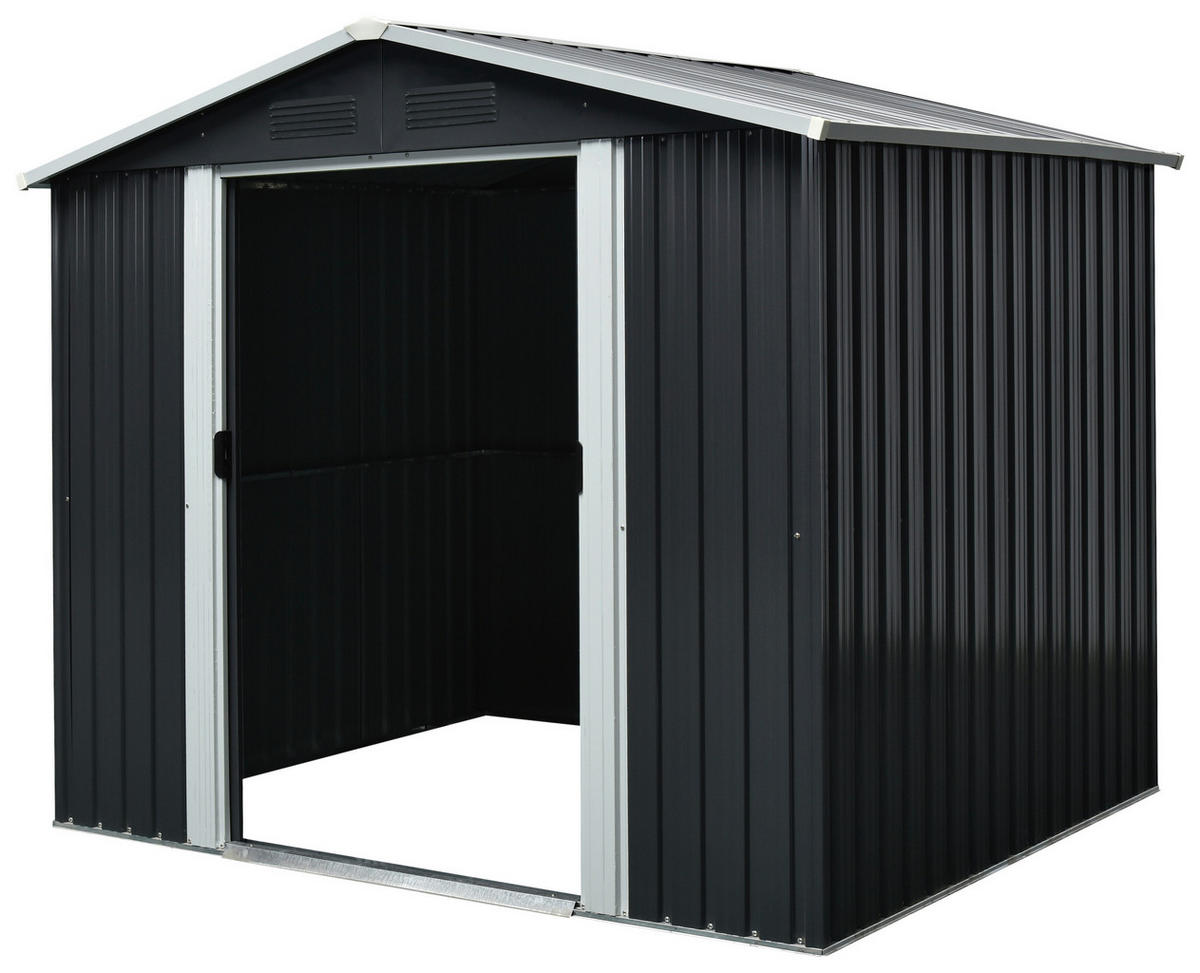 GERÄTEHAUS 236/190/174 cm  - Anthrazit/Weiß, Basics, Metall (236/190/174cm)