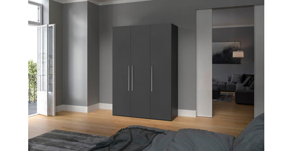 DREHTÜRENSCHRANK in Anthrazit, Schwarz - Edelstahlfarben/Anthrazit, Design, Holzwerkstoff (152/236/59cm) - Carryhome