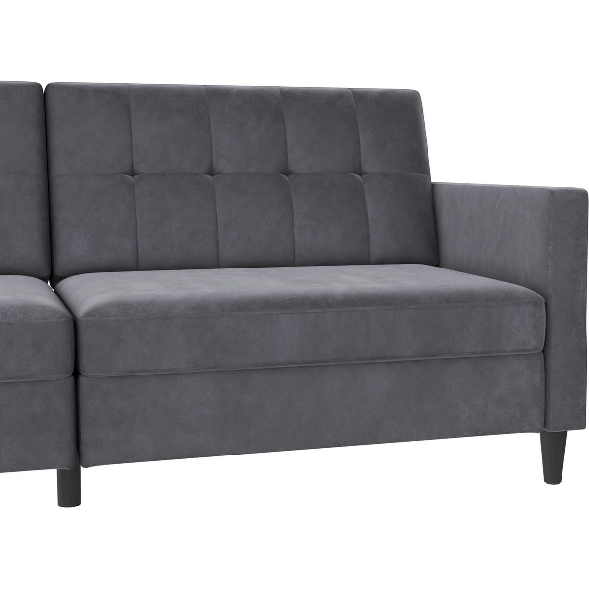 SCHLAFSOFA HANNOVER in Samt Anthrazit Vintage, Skandinavisch, Modern  - Anthrazit/Schwarz, Basics, Kunststoff/Textil (203/82/83cm) - Livetastic
