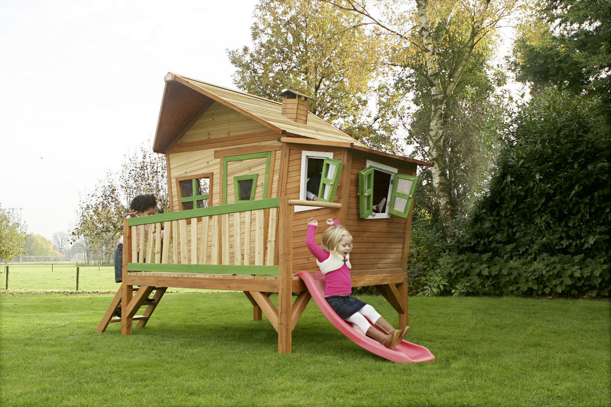 SPIELTURM 345/229/180 cm axi  - Rot/Braun, Basics, Holz (345/229/180cm) - Ambia Garden