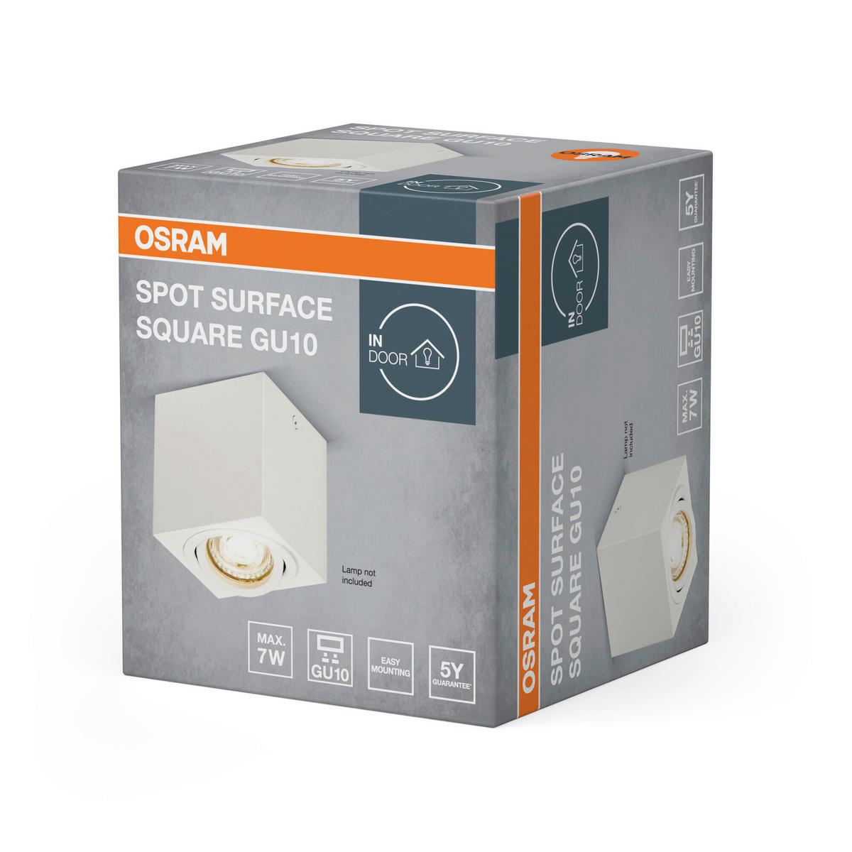 DECKENLEUCHTE 8/8/9,5 cm   - Weiß, Basics, Metall (8/8/9,5cm) - Osram