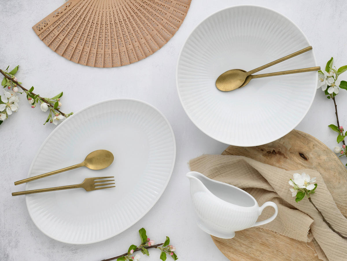 SERVIERSCHALENSET Valencia   - Weiß, Design, Keramik - Creatable