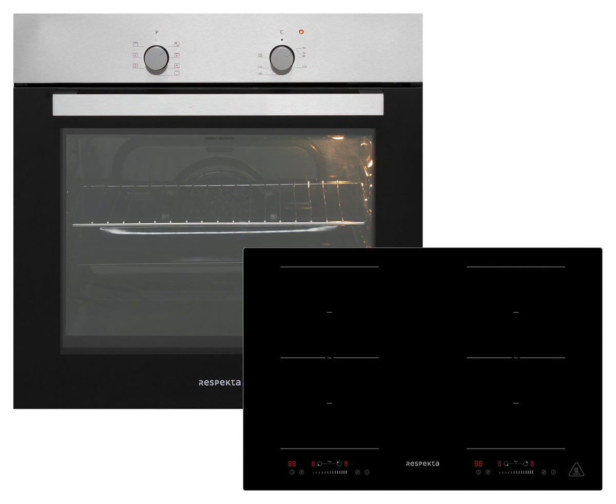 BACKOFENSET ASET1208800I  - Edelstahlfarben/Schwarz, Trend, Glas/Metall (59,5/59,5/56,5cm) - Respekta