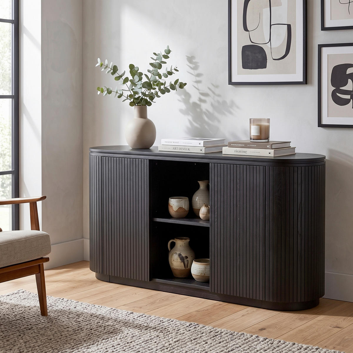 SIDEBOARD  160/80/48 cm  - svart, Design, trä (160/80/48cm) - Livetastic