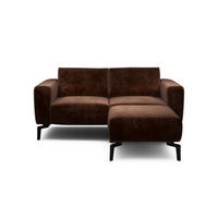 Zweisitzer inkl. Hocker Samt Braun  - Schwarz/Braun, Design, Textil/Metall (180/86/86-94cm) - SENSOO