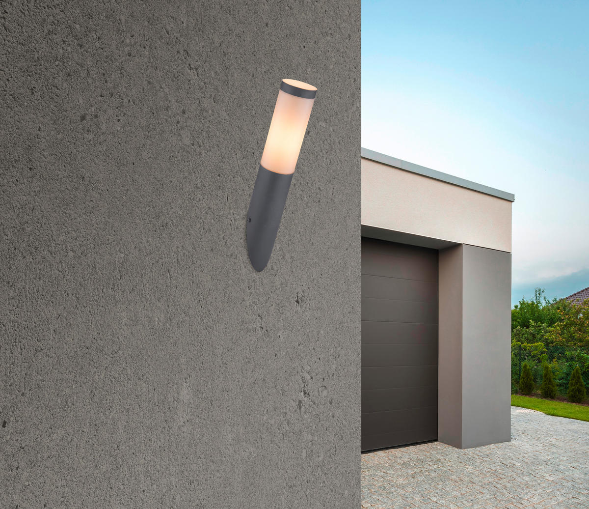 AUßENLEUCHTE 7,6/39 cm   - Anthrazit/Opal, Basics, Kunststoff/Metall (7,6/39cm) - Globo