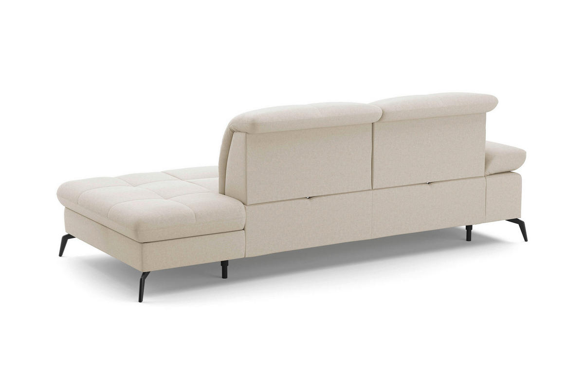 RÉCAMIERE in Flachgewebe Creme  - Creme/Schwarz, Konventionell, Textil/Metall (231/90/122cm) - Sit & More