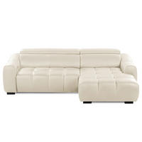 ECKSOFA  Echtleder Creme  - Creme/Schwarz, Design, Leder/Kunststoff (274/177cm) - Livetastic