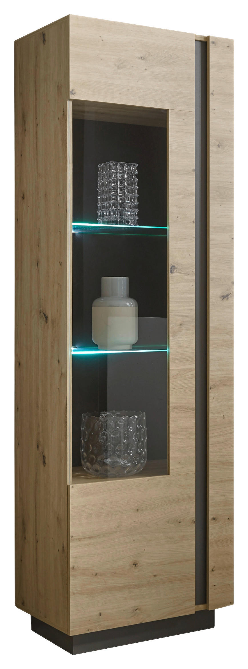 VITRINE  in Grau, Eiche Artisan - Eiche Artisan/Grau, Design, Glas/Holzwerkstoff (60/194/40cm) - MID.YOU