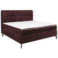 BOXSPRINGBETT 180/200 cm,  in Dunkelrot, Topper, H2 + H2 = mittel  - Schwarz/Dunkelrot, Design, Textil/Metall (180/200cm) - Esposa