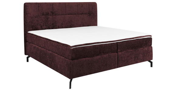 BOXSPRINGBETT 180/200 cm,  in Dunkelrot, Topper, H2 + H2 = mittel  - Schwarz/Dunkelrot, Design, Textil/Metall (180/200cm) - Esposa