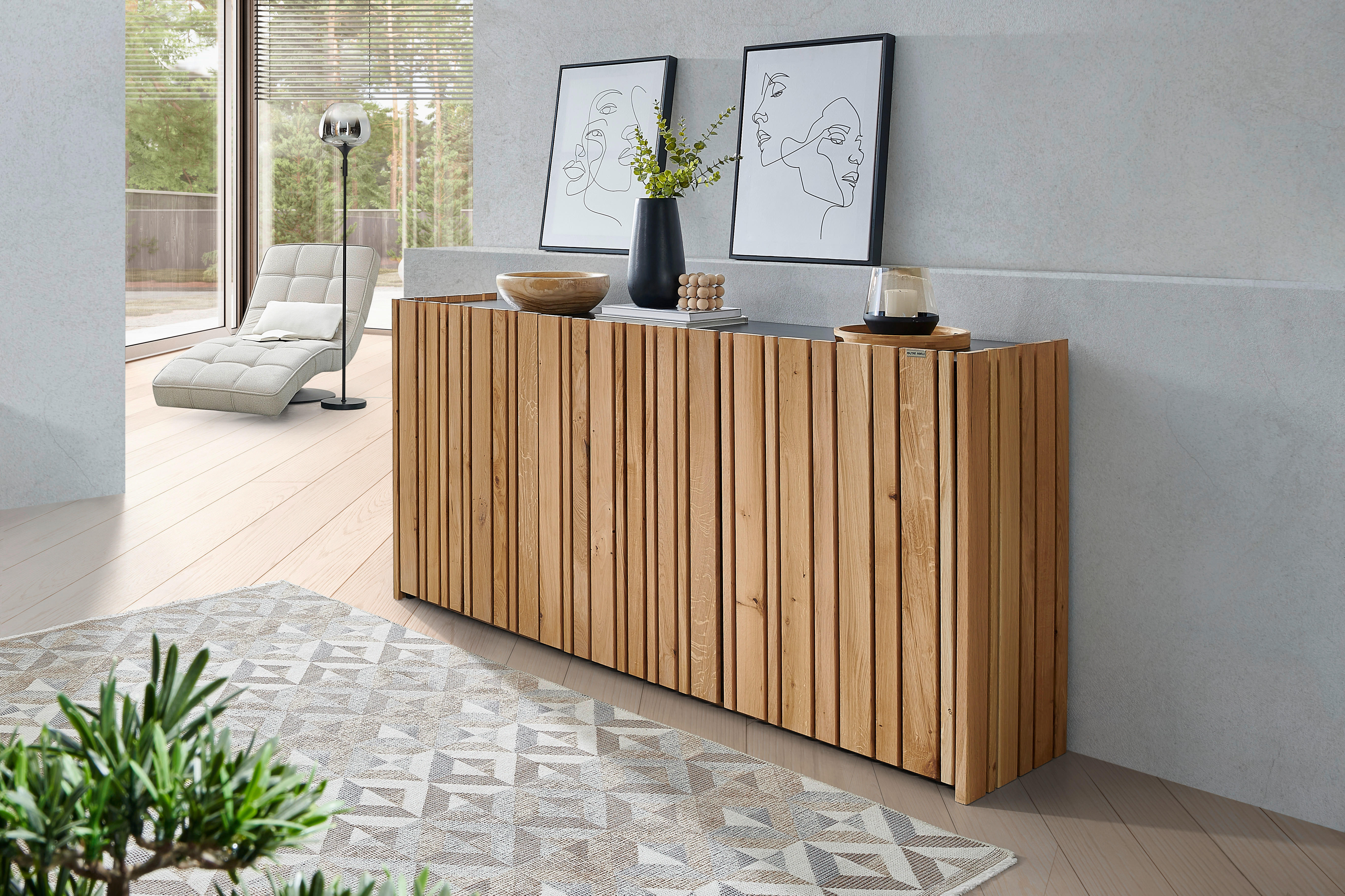SIDEBOARD 181,1/88/42 cm  in Eichefarben  - couleur de chêne, Design, bois/matériau de bois (181,1/88/42cm) - Linea Natura