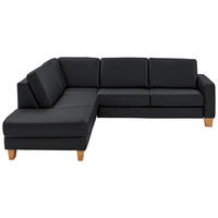 ECKSOFA in Echtleder Anthrazit  235/257 cm  - Eiche Bianco/Anthrazit, Natur, Leder/Holz (235/257cm) - Valdera