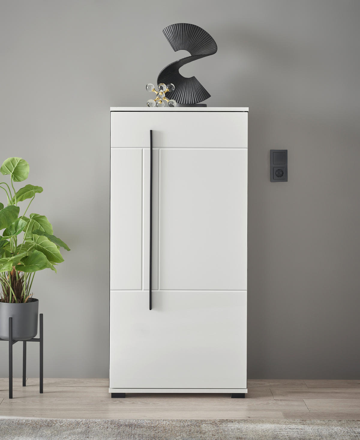 HIGHBOARD  60/126/37 cm  - Weiß Hochglanz/Schwarz, Design, Holzwerkstoff/Kunststoff (60/126/37cm) - Livetastic