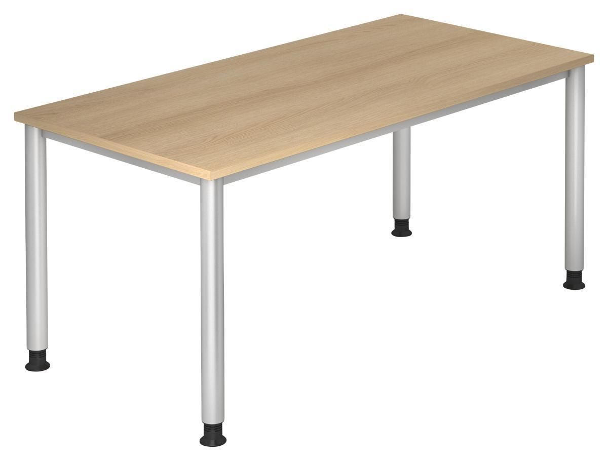 SCHREIBTISCH 160/80/68-76 cm  in Silberfarben, Eichefarben  - Eichefarben/Silberfarben, KONVENTIONELL, Holzwerkstoff/Metall (160/80/68-76cm) - Venda