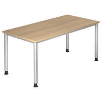 SCHREIBTISCH 160/80/68-76 cm  in Silberfarben, Eichefarben  - Eichefarben/Silberfarben, KONVENTIONELL, Holzwerkstoff/Metall (160/80/68-76cm) - Venda