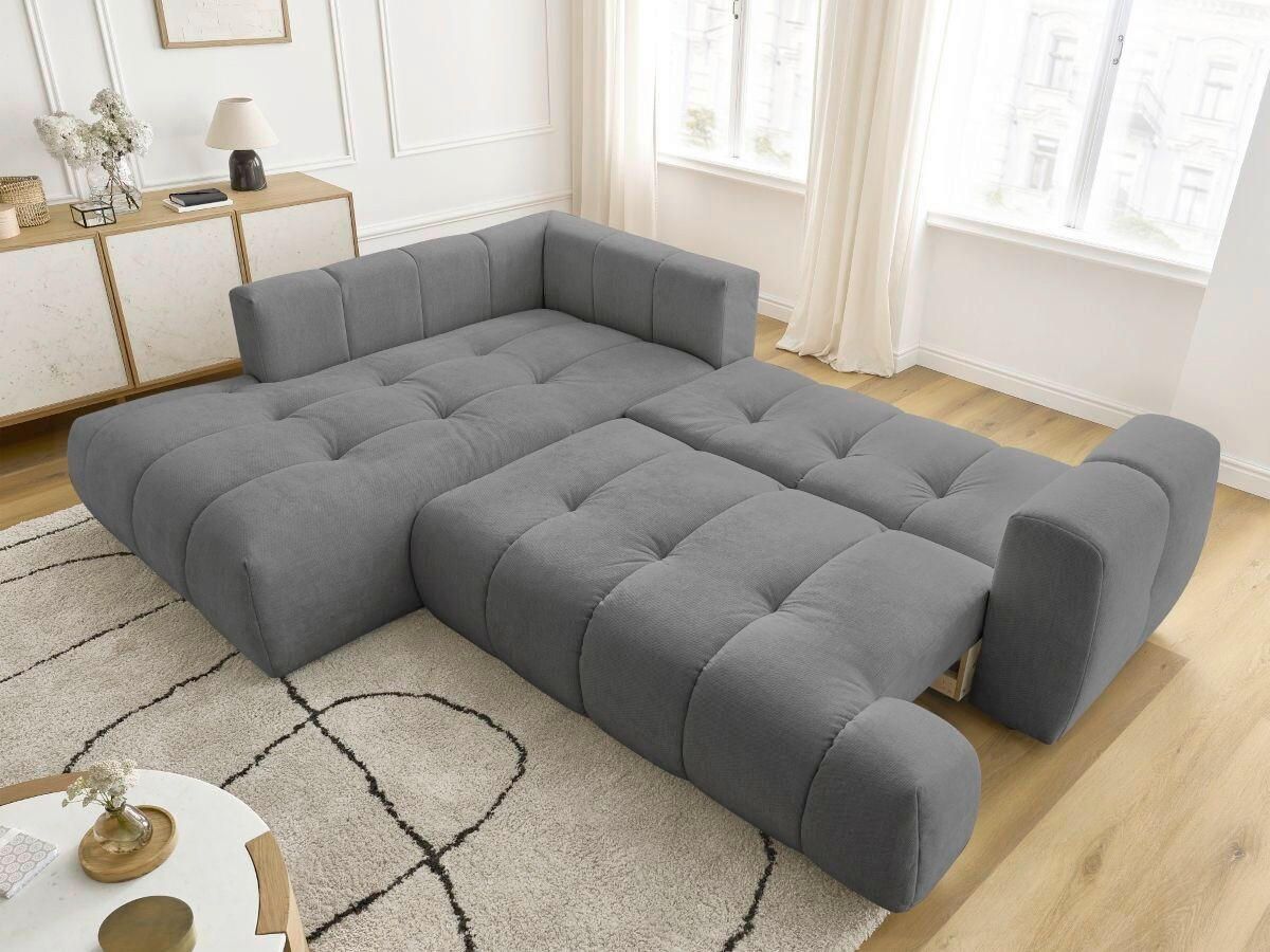 ECKSCHLAFSOFA FUJI Leinenoptik Dunkelgrau  inkl.  - Dunkelgrau/Schwarz, MODERN, Kunststoff/Textil (204/282cm)
