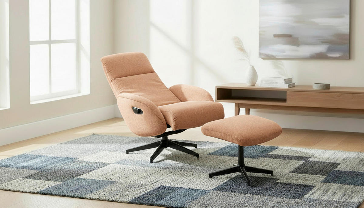RELAXSESSELSET BASTY Webstoff Hocker    - Rostfarben/Schwarz, Design, Textil/Metall (75/107/77cm) - Livetastic