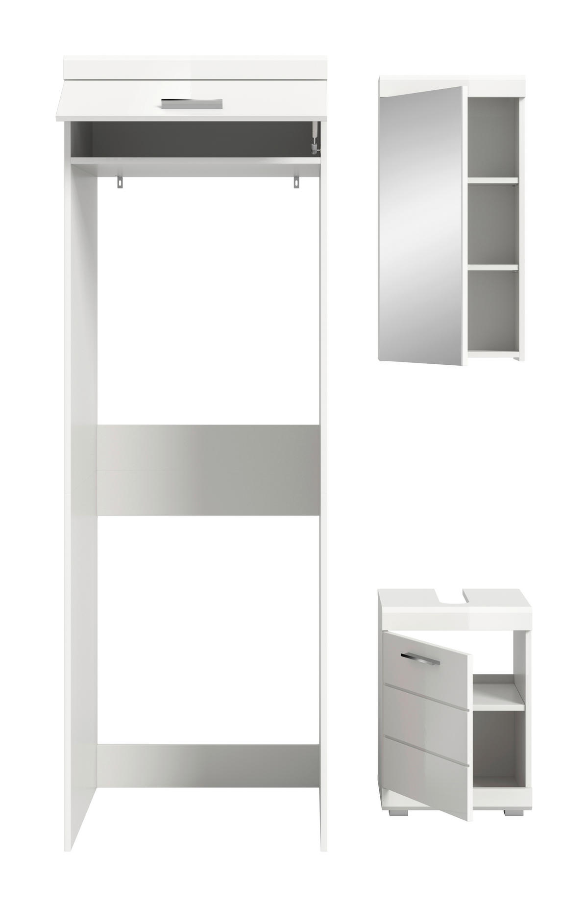 BADRUM 121 cm  - vit/silver, Trend, trämaterial/glas (121cm) - MID.YOU