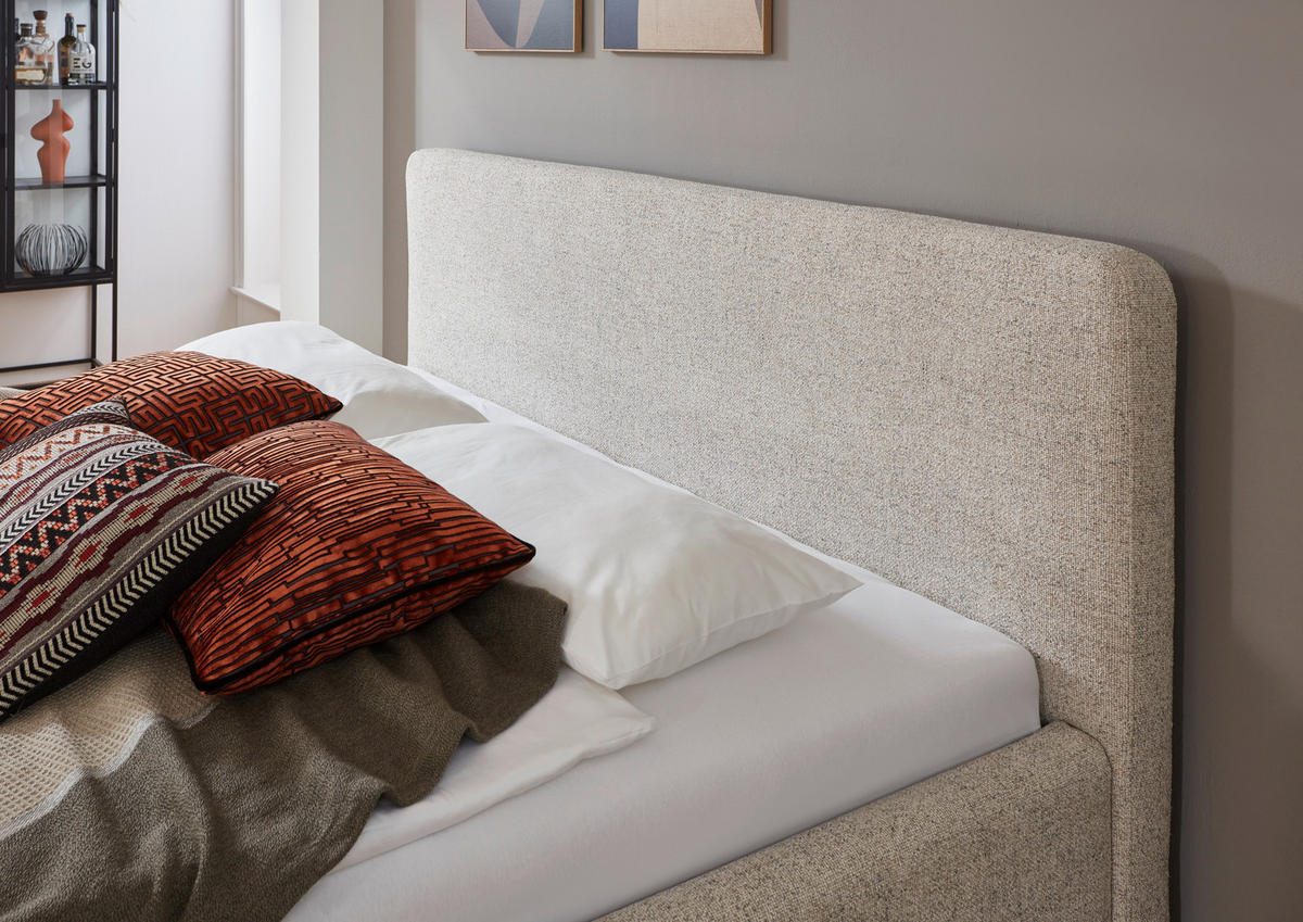 POLSTERBETT 180/200 cm  in Beige  - Eichefarben/Birkefarben, Design, Holz/Textil (180/200cm) - MID.YOU