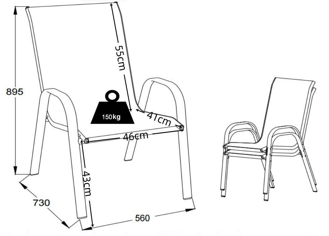 GARTENSTUHL-SET Metall Anthrazit - Anthrazit, MODERN, Kunststoff/Metall (56/89/73cm) - MID.YOU