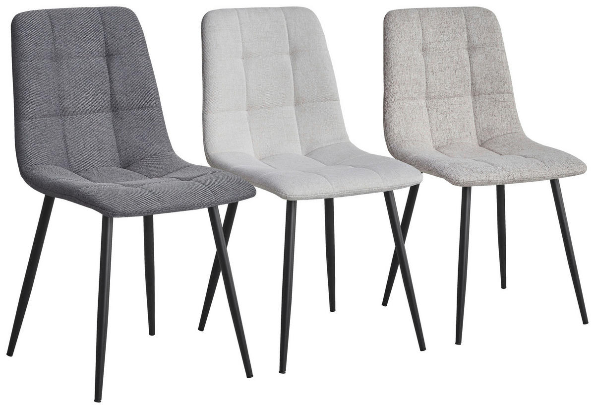 STUHL Webstoff Grau, Schwarz  - Schwarz/Grau, Design, Textil/Metall (45/86.5/55cm) - Stylife