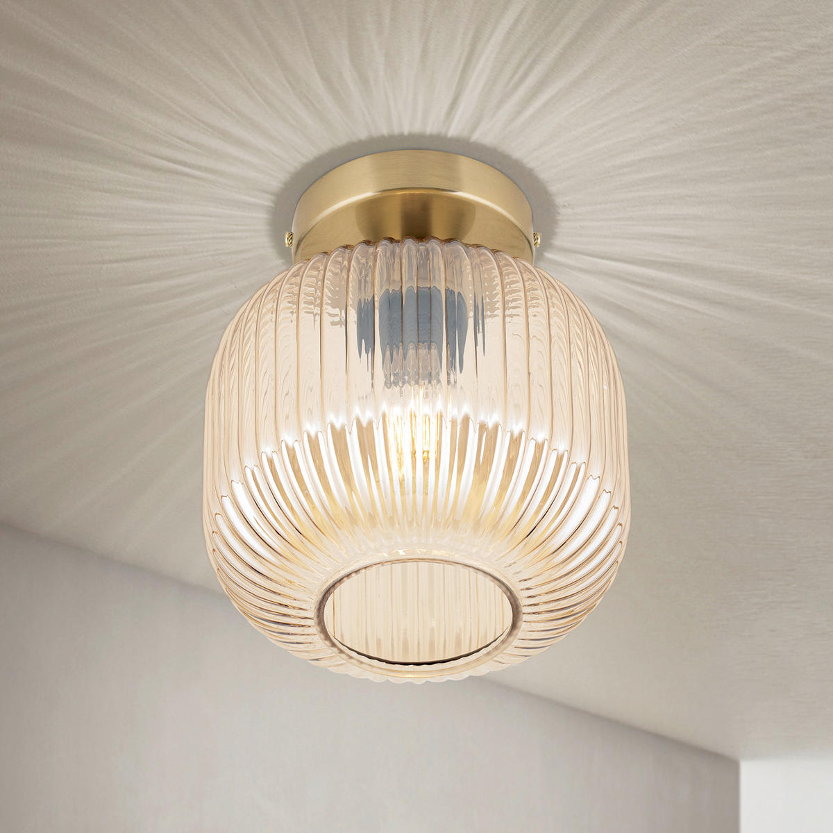 DECKENLEUCHTE Carneval 20/24 cm   - Bernsteinfarben/Bronzefarben, LIFESTYLE, Glas/Metall (20/24cm)