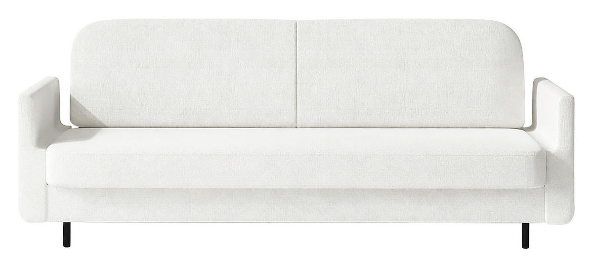 SCHLAFSOFA CLOUDY Creme  inkl. Schlaffunktion, Rücken echt, Stauraum  - Creme, Design, Textil/Metall (221/87/84cm) - MID.YOU