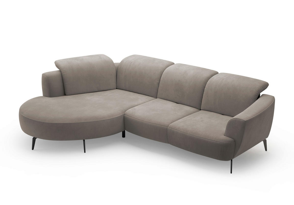 ECKSOFA ZOE E Schlammfarben Flachgewebe  - Schlammfarben/Schwarz, KONVENTIONELL, Textil/Metall (199/309cm) - Sit & More