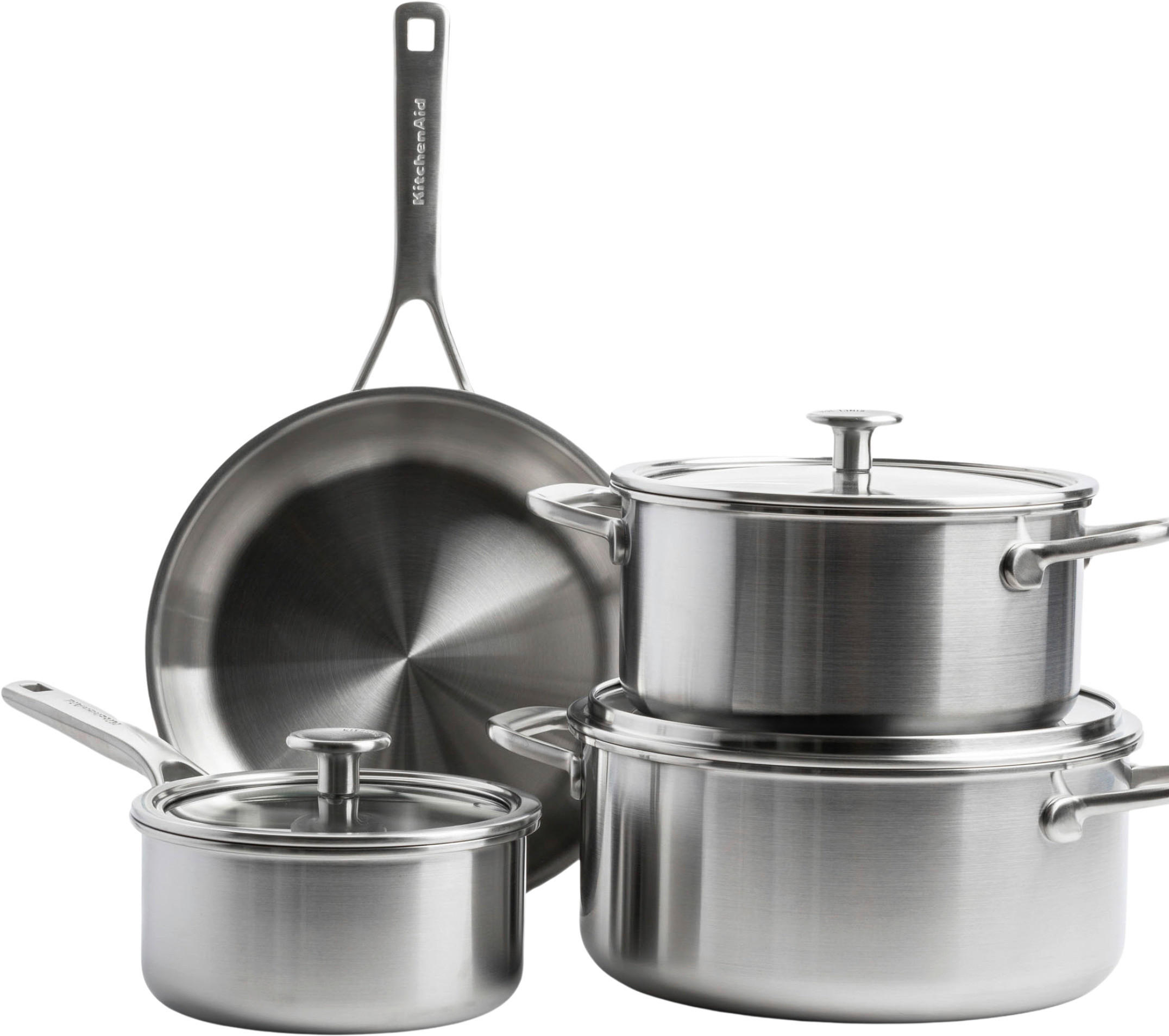 KOCHTOPFSET Multi-Ply Stainless Steel 7-teilig  - Edelstahlfarben, Basics, Glas/Metall (0cm) - Kitchenaid