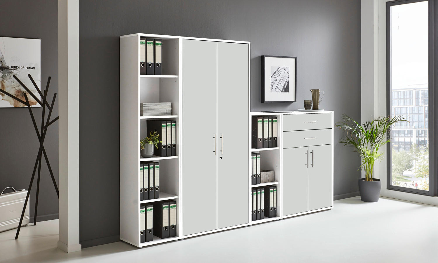 AKTENSCHRANK Weiß  - Weiß, MODERN, Holzwerkstoff (257/185,6/33cm) - MID.YOU
