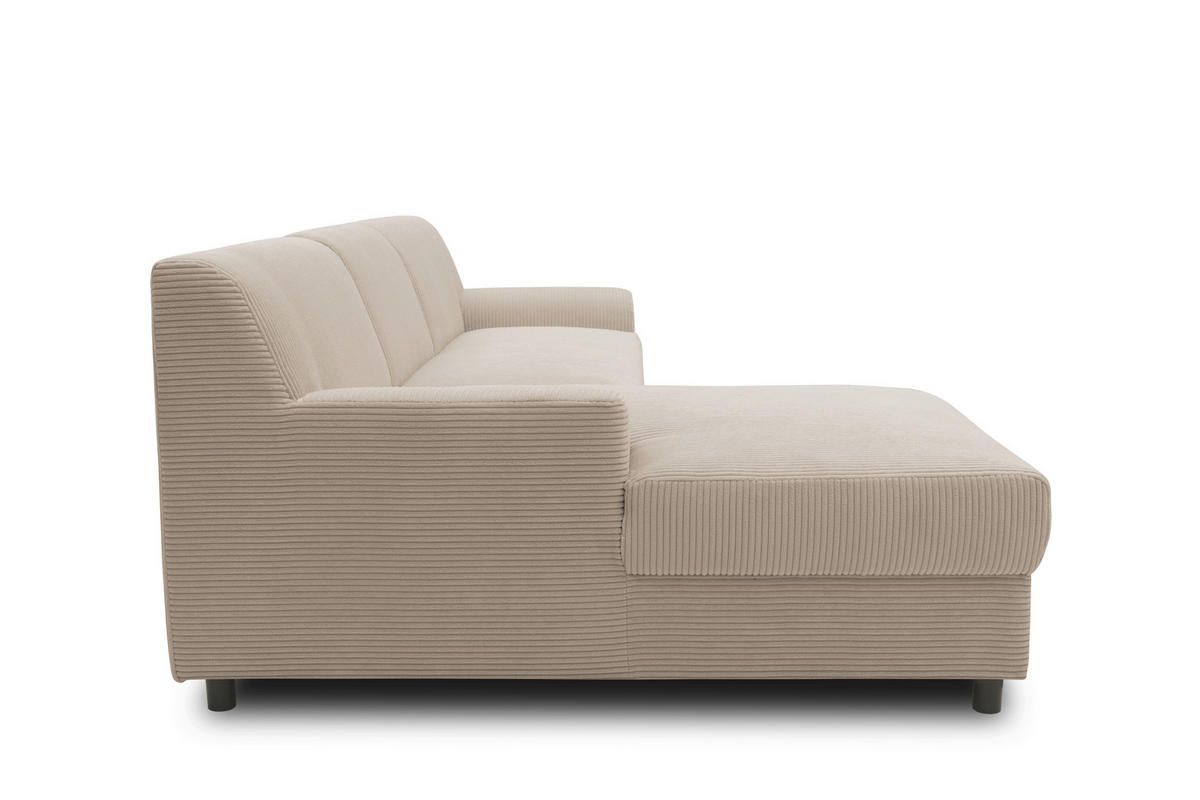 ECKSOFA CAPRI 2 Taupe Cord Zierkissen  - Taupe/Schwarz, Basics, Kunststoff/Textil (146/241cm) - MID.YOU
