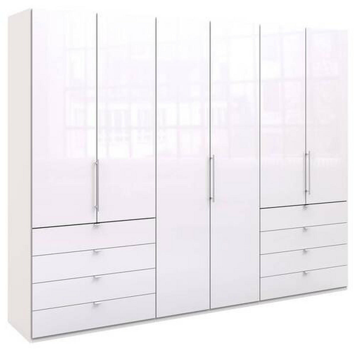 FALTTÜRENSCHRANK 300/236/58 cm 3-türig Weiß  - Chromfarben/Weiß, KONVENTIONELL, Glas/Holzwerkstoff (300/236/58cm) - Venda