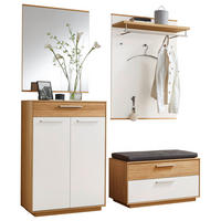 GARDEROBE 5-teilig  in 170/195/40 cm  - Weiss/Eichefarben, Design, Glas/Holz (170/195/40cm)
