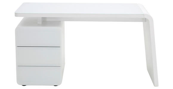 SCHREIBTISCH 132/60/75 cm in Weiß - Weiß, Design, Glas/Holzwerkstoff (132/60/75cm) - Venda