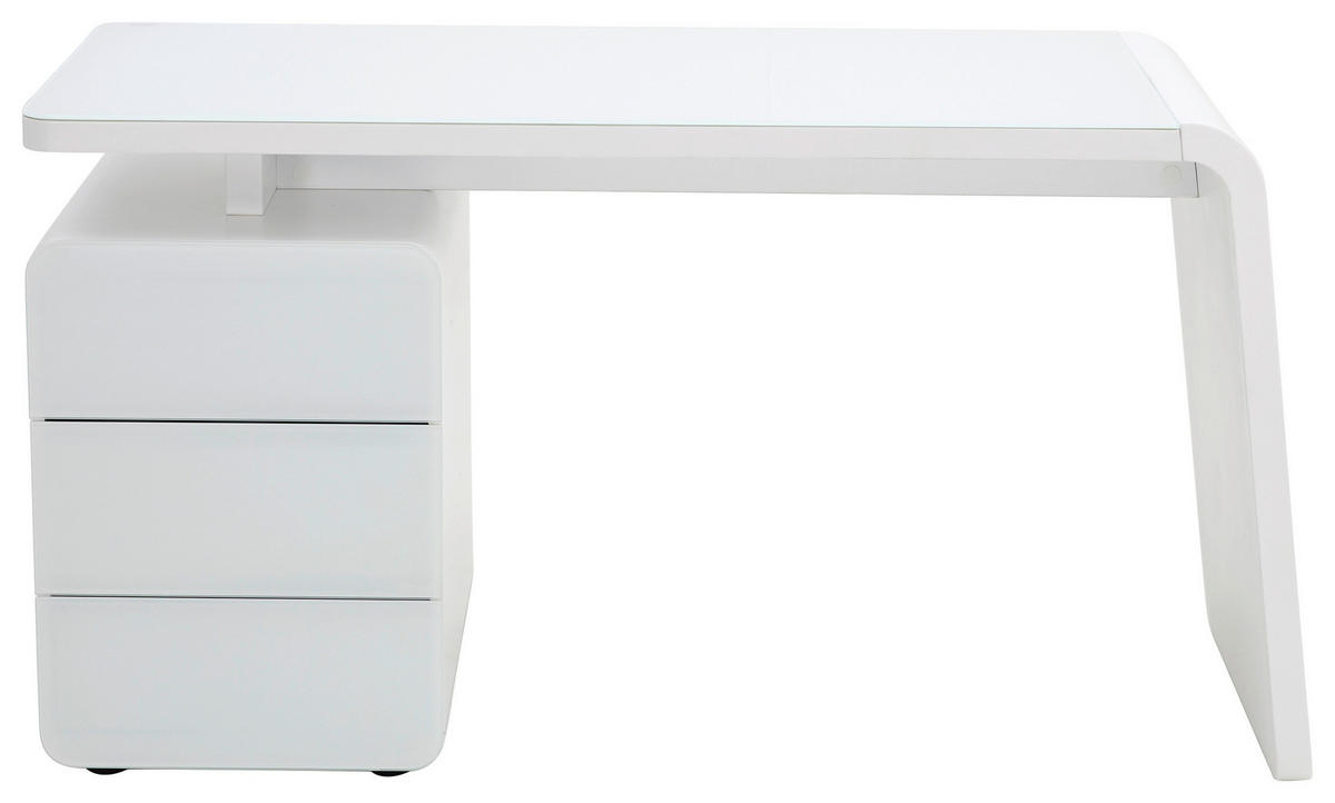 SCHREIBTISCH 132/60/75 cm  in Weiß  - Weiß, Design, Glas/Holzwerkstoff (132/60/75cm)