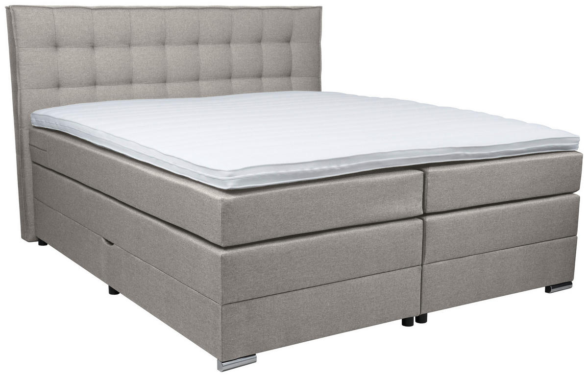 BOXSPRINGBETT 180/200 cm  in Grau  - Chromfarben/Schwarz, Konventionell, Kunststoff/Textil (180/200cm) - Boxxx
