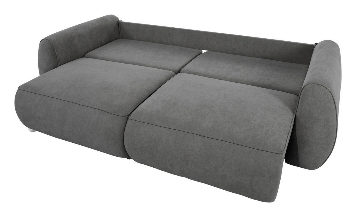 SCHLAFSOFA Jacquard Dunkelgrau  inkl. Rückenkissen, Bettkasten, Schlaffunktion, Rücken echt, Liegefläche im Originalstoff  - Dunkelgrau/Schwarz, KONVENTIONELL, Kunststoff/Textil (257/96/110cm) - Milino