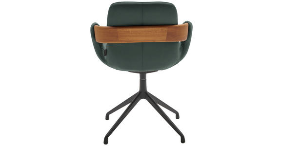 ARMLEHNSTUHL  Lederauswahl, Stoffauswahl, Typenauswahl, Sitzfläche 360° drehbar  Echtleder  - Dunkelgrün/Eichefarben, Natur, Leder/Holz (60/86/60cm) - Valnatura
