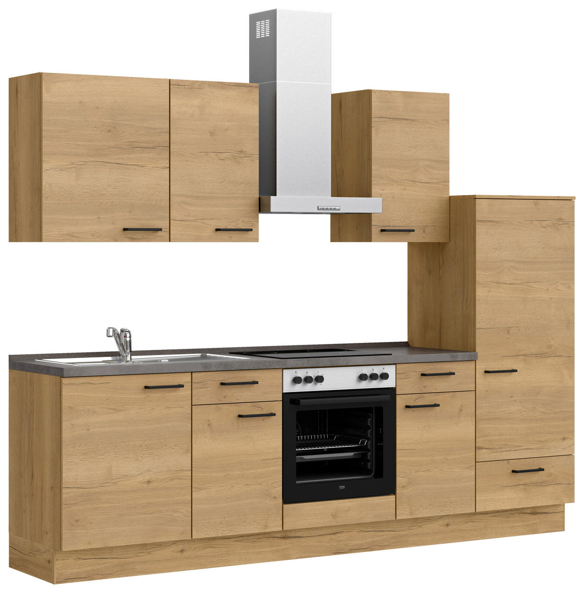 KÜCHENBLOCK 270 cm   in Eichefarben, Schieferfarben  - Schieferfarben/Eichefarben, MODERN, Holzwerkstoff/Metall (270cm) - Nobilia