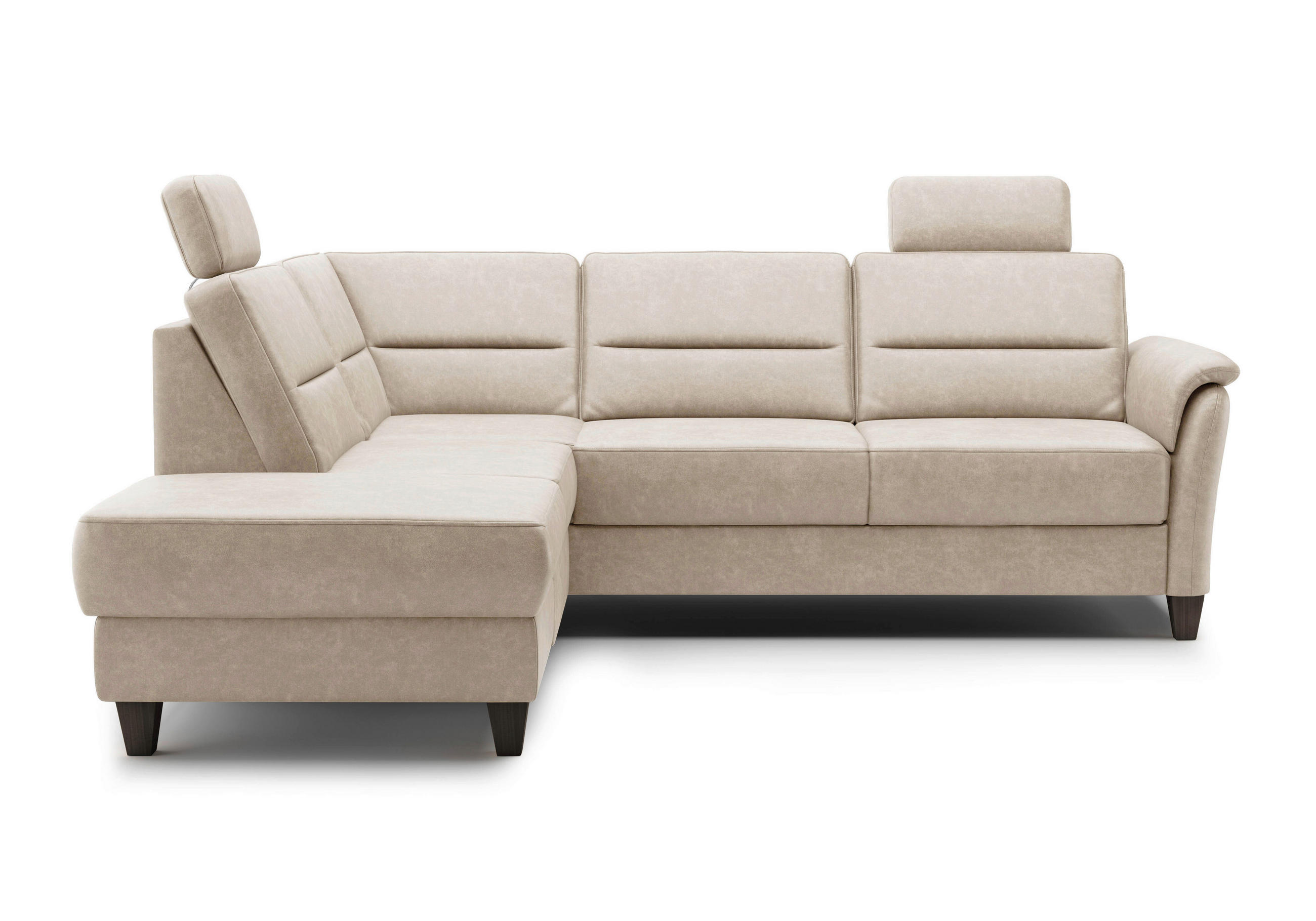 ECKSOFA in Mikrofaser Beige  212/236 cm  - Wengefarben/Beige, KONVENTIONELL, Holz/Textil (212/236cm) - Sit & More