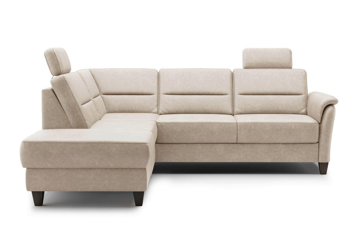 ECKSOFA PALMERA V Beige Mikrofaser  - Wengefarben/Beige, KONVENTIONELL, Holz/Textil (212/236cm) - Sit & More