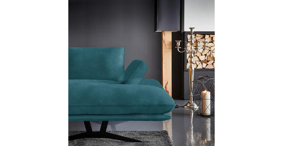 WOHNLANDSCHAFT in Echtleder Petrol - Petrol/Schwarz, Natur, Leder/Metall (217/359/155cm) - Dieter Knoll