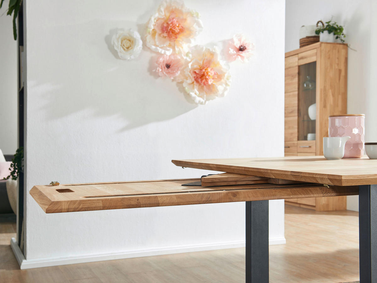 ESSTISCH in Holz, Metall 160/90/75 cm  - Wildeiche/Schwarz, Konventionell, Holz/Metall (160/90/75cm) - Livetastic