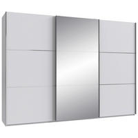 SCHWEBETÜRENSCHRANK 300/216/65 cm 3-türig Weiß, Edelstahlfarben  - Edelstahlfarben/Weiß, KONVENTIONELL, Glas/Holzwerkstoff (300/216/65cm) - Stylife