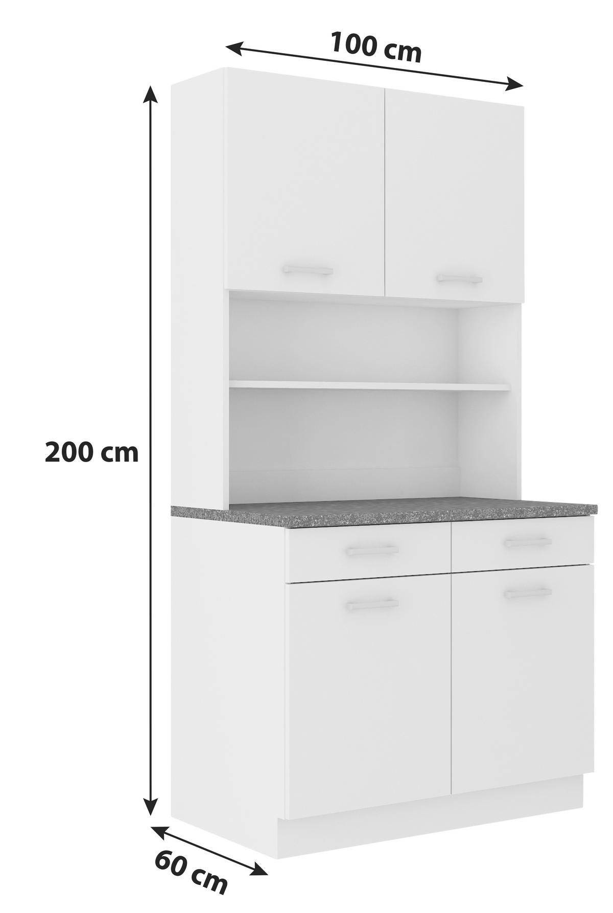 BUFFET 100/200/60 cm  in Graphitfarben, Weiß  - Silberfarben/Graphitfarben, KONVENTIONELL, Holzwerkstoff/Kunststoff (100/200/60cm) - P & B