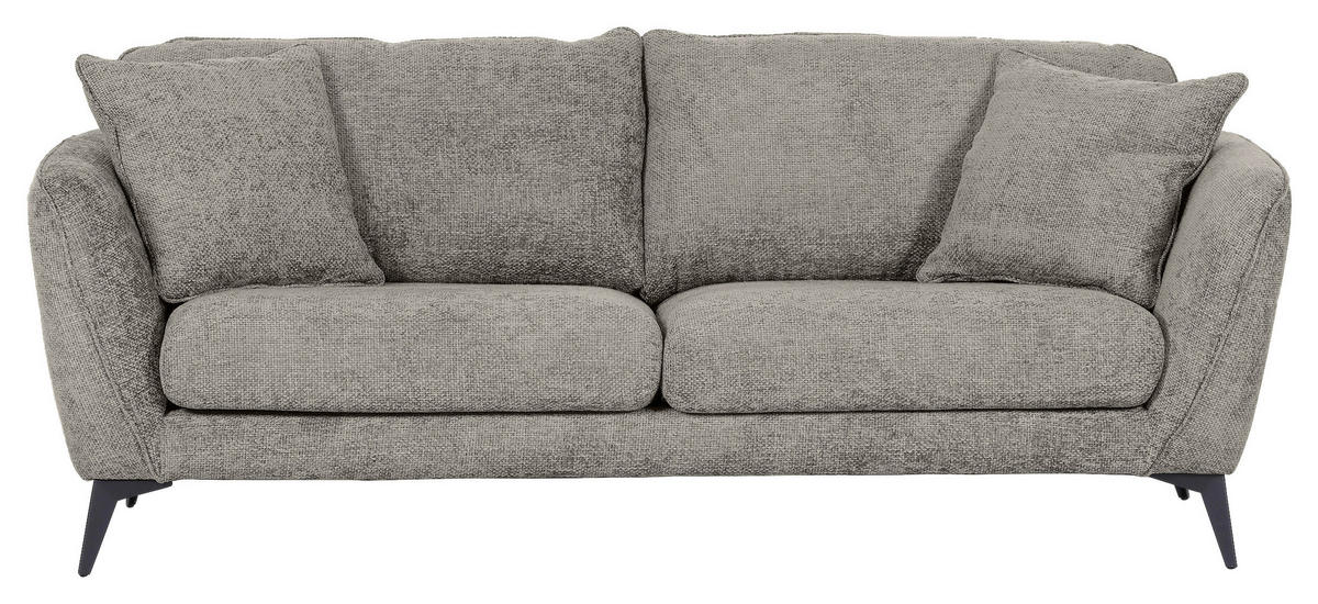 BIGSOFA in Chenille Hellgrau  - Hellgrau/Schwarz, Konventionell, Textil/Metall (215/70/98cm) - Carryhome