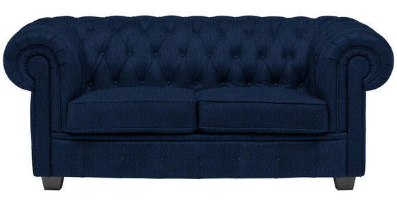 CHESTERFIELD-SOFA Webstoff Dunkelblau  - Wengefarben/Dunkelblau, LIFESTYLE, Holz/Textil (180/76,5/96cm) - Landscape