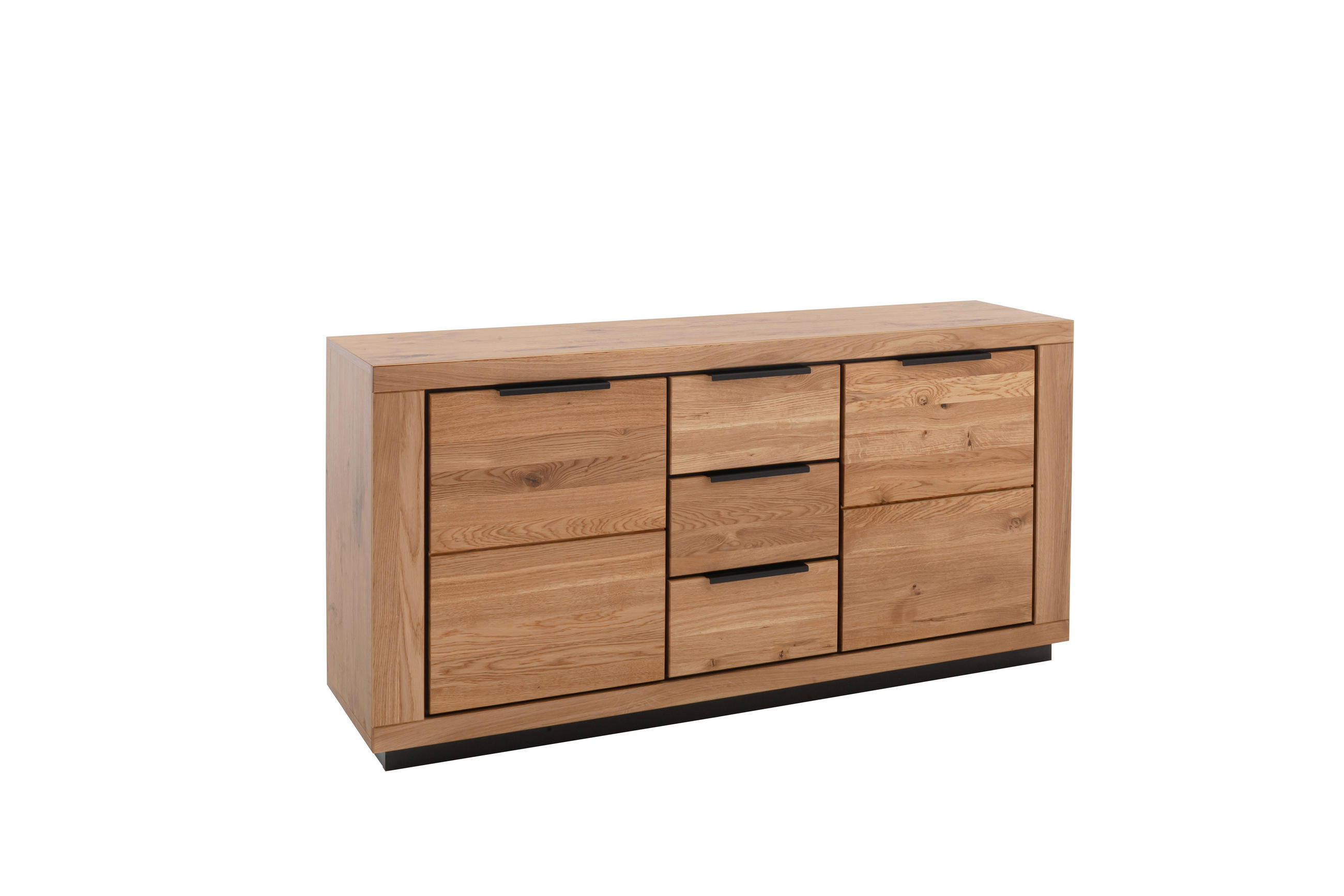 SIDEBOARD  163/80/40 cm 3 Schublade(n)  - Wildeiche/Schwarz, ROMANTIK / LANDHAUS, Holz/Holzwerkstoff (163/80/40cm)
